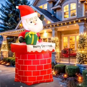 Santa Inflatables Outdoor Christmas Decorations, 5 FT Blow up Santa Claus Cli...