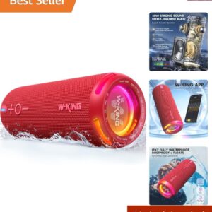 80W Outdoor Speaker with RGB Lights, Deep Bass, Dual Voice Coil & Bluetooth 5.3