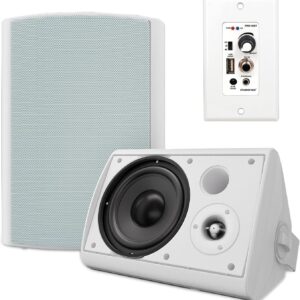 6.5" Outdoor Bluetooth Speakers Wall Mount Amplifier Volume Contol 400W Speakers