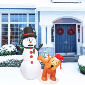 PRODUCTZ Christmas Decorations 4 FT Inflatable Snowman Peeing Dog Holiday Out...