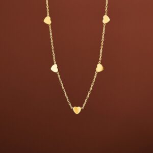 Fashion Woman 18k Gold Plated Stainless Steel Heart Chain Necklace