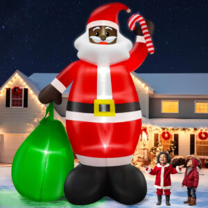 14 Ft by 12.3 Ft Giant Christmas Black Santa Claus Inflatable Outdoor Decoration