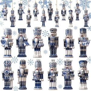 Barydat 36 Pcs Christmas Nutcracker Ornaments Blue and White Porcelain Christmas